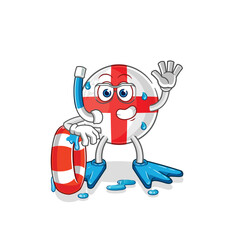 england swimmer with buoy mascot. cartoon vector