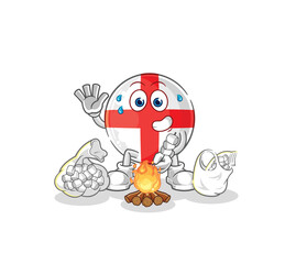 england roasting marshmallows. cartoon mascot vector
