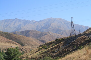 power lines in the mountains