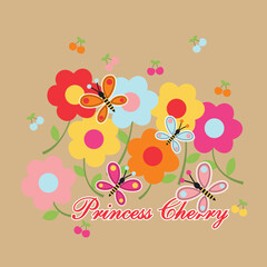cute butterfly with beautiful flower vector background