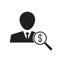 investor search icon design. Search investment,Financial investment and management, isolated on white background. vector illustration