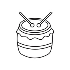 Drum and drumstick line icon design. Musical instrument. Brazilian carnival. Festive drum parade. Samba. isolated on white background. vector illustration