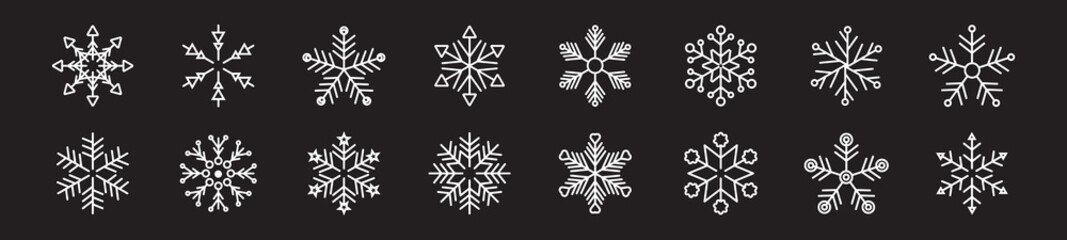 Set of beautiful christmas snowflakes icon.