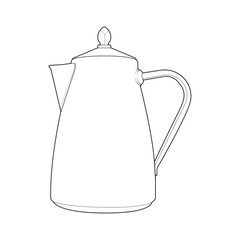Kettle line vector art. Teapot logo. Kettle with handle isolated on white background. Kettle in line art style vector icon.