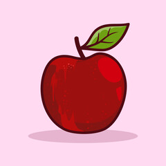 Fresh red apple fruit cartoon icon illustration