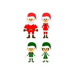 cristmass ser, santa claus, miss claus, elf boy and girl