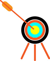  Target with arrow, standing on a tripod. Goal achieve concept. Vector illustration..eps