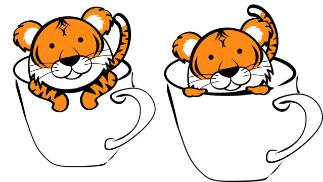 Cute Chibi Tiger Cartoon Expressions Set Illustration In Vector Format