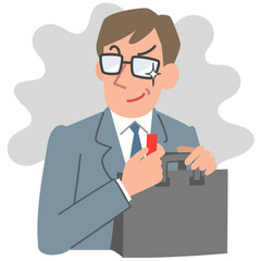 情報を持ち出そうとするスーツ姿の男性