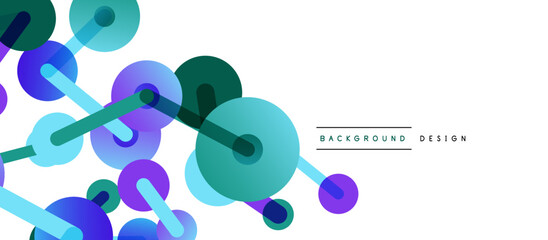 Abstract background. Round dots connected by lines. Trendy techno business template for wallpaper, banner, background or landing