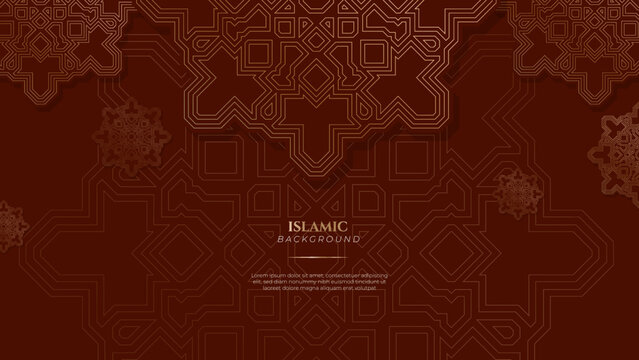 Beige pastel soft brown ramadan background with arabic ornamental mandala pattern and mosque. Vector illustration for presentation design, flyer, social media cover, web banner, greeting card