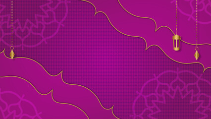 Ramadan kareem traditional islamic festival religious web background banner. Eid greeting background with crescent moon, lantern, star and arabic pattern and calligraphy