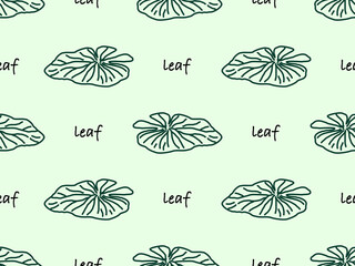 Leaf cartoon character seamless pattern on green background