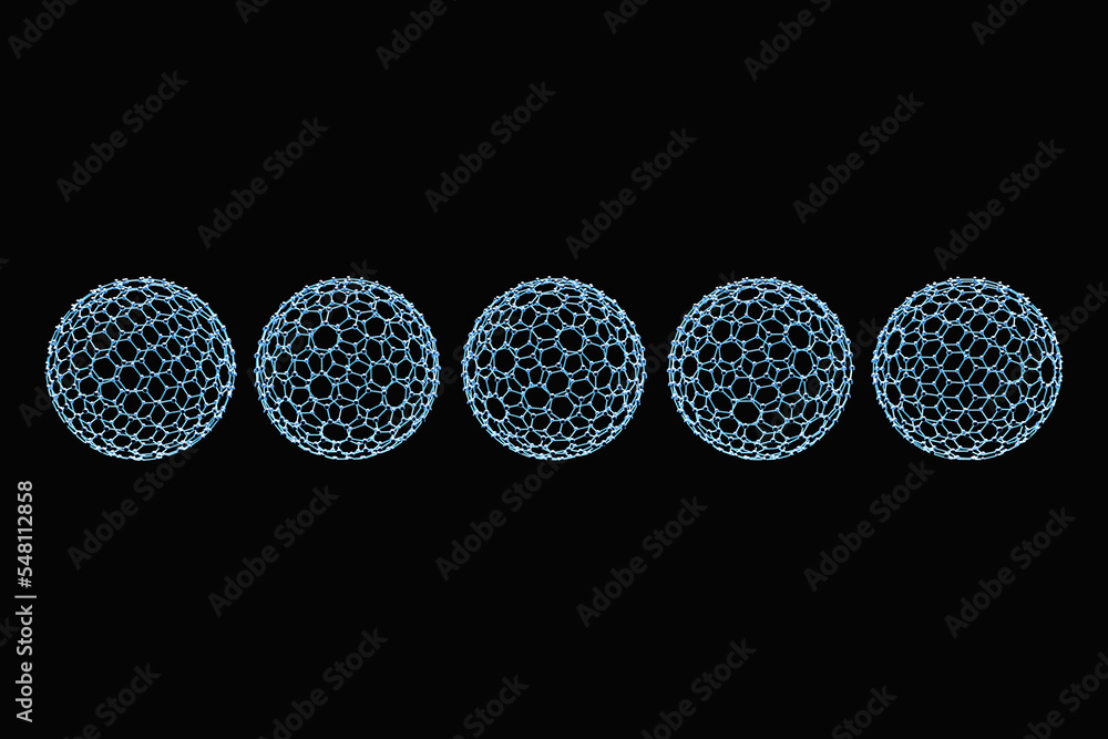Aufkleber abstract 3d spheres of neon dots and stripes. global network connection. abstract globe grid. worldw