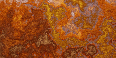 Old Rust Texture - top view and close-up of a piece of Rusty Metal Sheet Surface - Weathered Metal Background 3D illustration