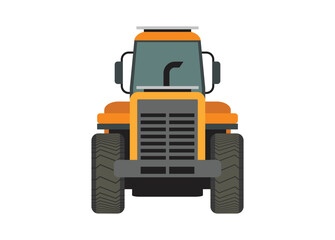 Tractor vehicle. Front view. Simple illustration in black and white.