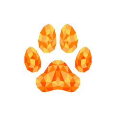 Geometric polygonal paw pet logo vector illustration