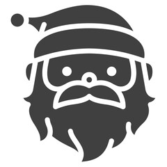 Santa claus solid silhouette icon face head cartoon illustration