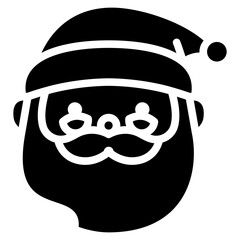 Santa claus solid silhouette icon face head cartoon illustration