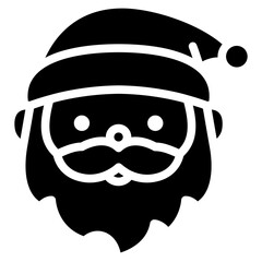 Santa claus solid silhouette icon face head cartoon illustration