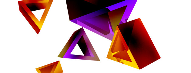 3d triangle abstract background. Basic shape technology or business concept composition. Trendy techno business template for wallpaper, banner, background or landing