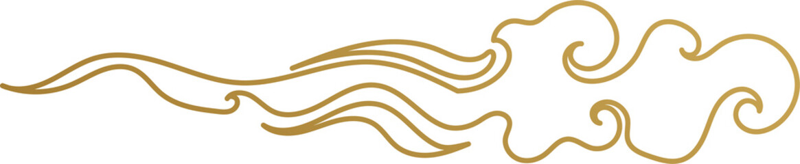 Chinese Cloud Gold Outline