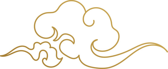 Chinese Cloud Gold Outline
