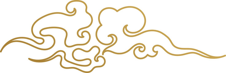 Chinese Cloud Gold Outline