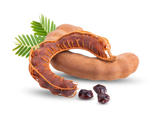 Tamarind with leaves isolated on transparent png