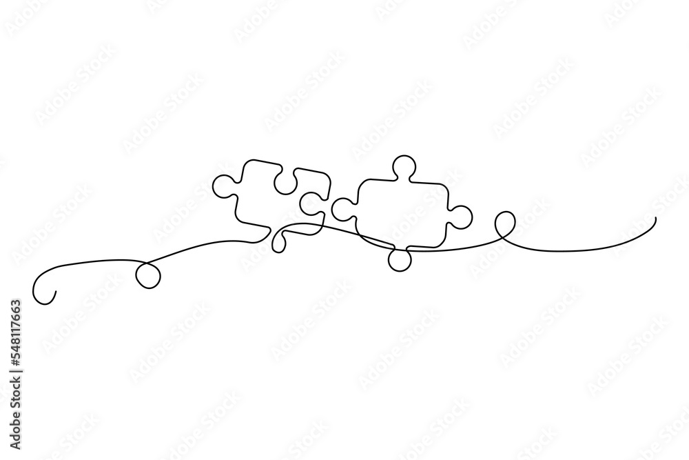 Poster linear linepuzzles for game design. single line. jigsaw puzzle. vector illustration. stock image.