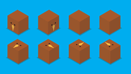 Obraz premium Animal Dice 3D Character Animal Kiwi Cartoon Vector