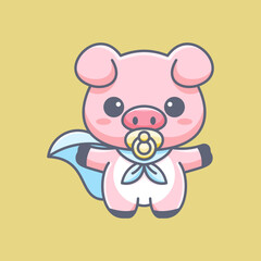 Obraz premium BABY PIG SUPER HERO