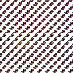 Seamless minimalistic pattern of pink Christmas balls on a white background. Photo collage. Christmas background, wallpaper.