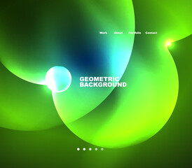Neon glowing bubbles, circles magic energy space light concept, abstract background wallpaper design