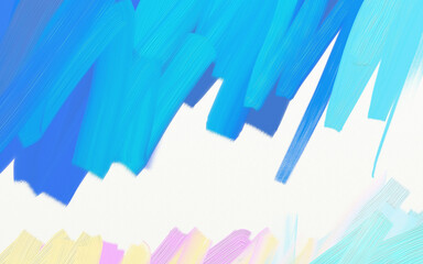 Digital brush strokes like oil painting. Abstract blue color painting on canvas