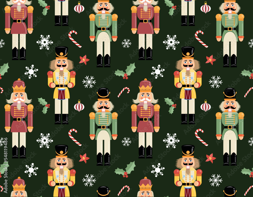 Aufkleber nutcracker seamless pattern. repeating design element for printing on present paper. symbol of new y