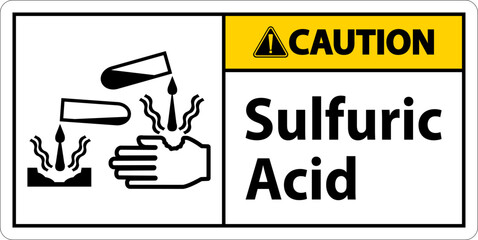 Caution Sulfuric Acid Sign On White Background