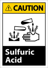 Caution Sulfuric Acid Sign On White Background