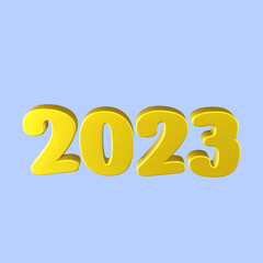 golden 2023 year in 3d rendering design.