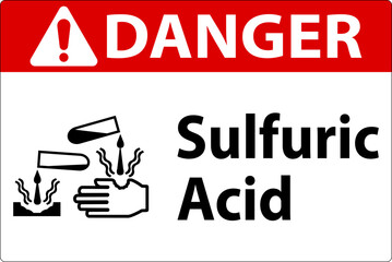 Danger Sulfuric Acid Sign On White Background