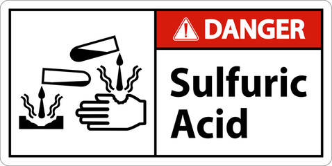 Danger Sulfuric Acid Sign On White Background