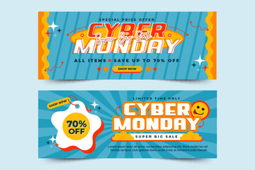 Naklejka premium Cyber Monday cover banner design template is easy to customize