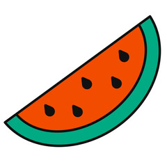 Watermelon slice icon vector illustration in line filled design