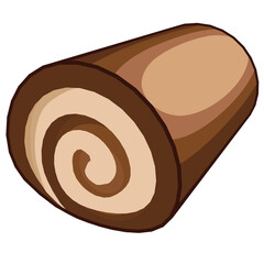 3d illustration of chocolate roll cake isolated on white background.