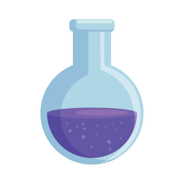laboratory flask with purple liquid