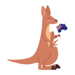 kangaroo with australian flag