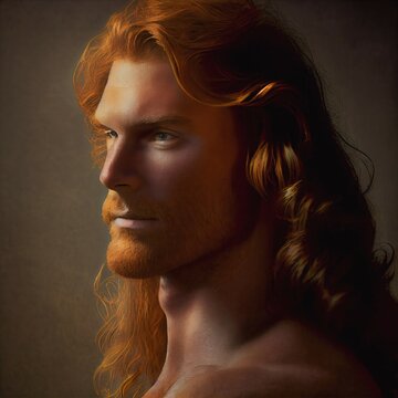 Muldyr hvidløg dash intimate handsome muscular red hair man Stock Illustration | Adobe Stock