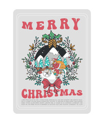 Merry Christmas and happy new year greeting card with cute Santa Claus