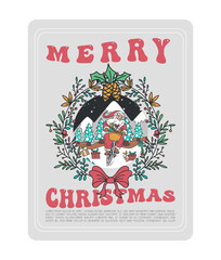 Merry Christmas and happy new year greeting card with cute Santa Claus