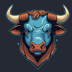 Bull Head Logo Concept. Buffalo Mascot Illustration